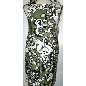 New Womens NWT Taylor Dress 2 Sheath Green White Black Office Textured $269